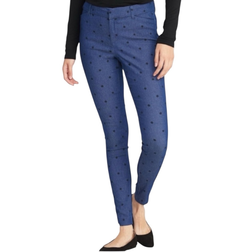 OLD NAVY Pixie Polka Dot Ankle Pants in Blue w/ Black Dots Size 6 -- NWT - Picture 1 of 12